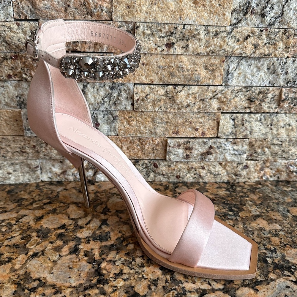 Alexander McQueen Women's Satin Crystal-Cuff Stiletto Sandals